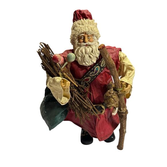Kurt Adler Santa’s World 10” Paper Mache Table Santa Christmas Decor Primitive - Picture 1 of 11